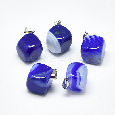 Natural Banded Agate/Striped Agate Pendants G-T122-19D-1