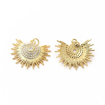 Rack Plating Brass Micro Pave Cubic Zirconia Pendants KK-K165-14G-1