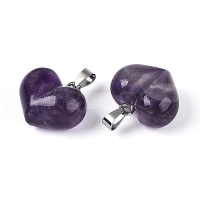 Natural Amethyst Chunky Pendants G-T143-19H-1