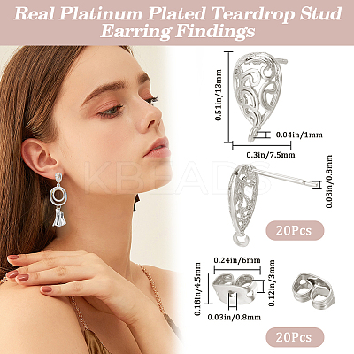 20PCS Brass Stud Earring Findings KK-BBC0027-89A-1