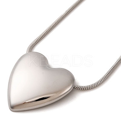 Non-Tarnish 304 Stainless Steel Heart Pendant Round Snake Chain Necklaces for Women NJEW-G142-04P-1