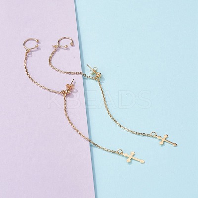 Handmade 304 Stainless Steel Dangle Studs Earrings EJEW-JE04576-1