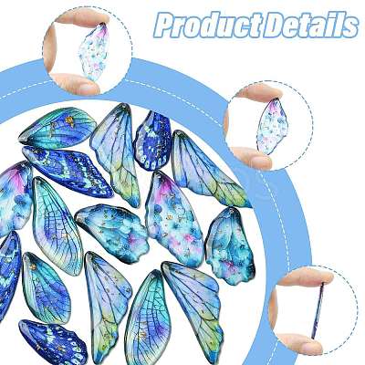 16Pcs 7 Styles Transparent Epoxy Resin Pendants RESI-FS0002-33A-1