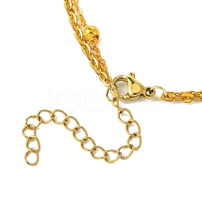 Double Layers Alloy Heart Pendant Necklaces NJEW-JN04925-1