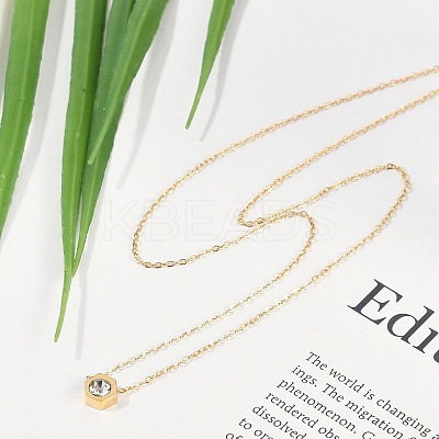Ion Plating(IP) 304 Stainless Steel Cubic Zirconia Hexagon Pendant Cable Chain Necklaces NJEW-P320-16G-02-1