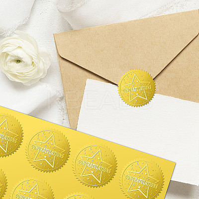 34 Sheets Self Adhesive Gold Foil Embossed Stickers DIY-WH0509-026-1
