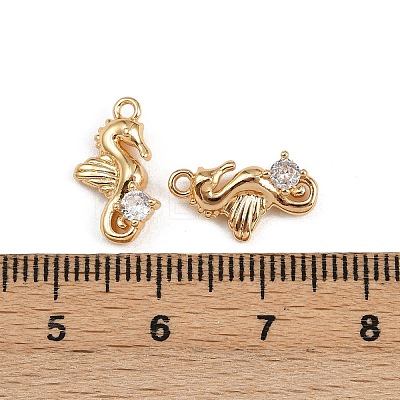 Brass Micro Pave Cubic Zirconia Charms KK-C115-08G-1
