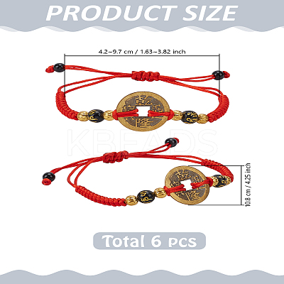 6Pcs Adjustable Nylon Cord Braided Bracelets BJEW-LP0002-80-1