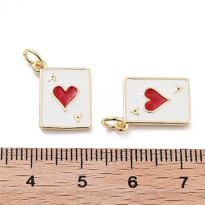 Playing Card Rack Plating Brass Enamel Pendants KK-G512-11G-1