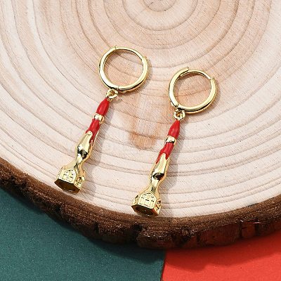 Brass Enamel House Hoop Earrings EJEW-B149-04G-1