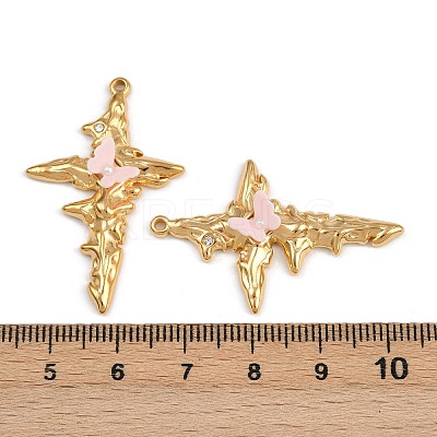 304 Stainless Steel Rhinestone Pendants STAS-P410-17G-1