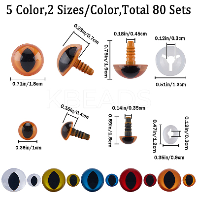 80 Sets 10 Style Plastic Doll Eyes DIY-GF0008-63-1