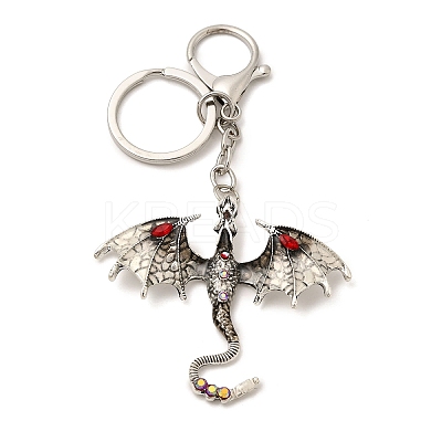 Dragon Alloy Rhinestone Pendant Keychains KEYC-G065-01D-1