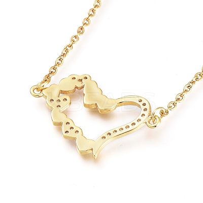 Brass Cubic Zirconia Pendant Necklace & Stud Earring Jeweley Sets SJEW-L154-11G-1