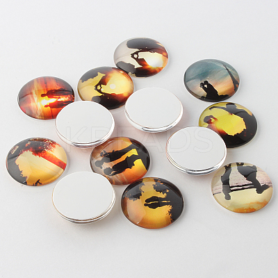 Half Round Love Dusk Photo Glass Dome Cabochons GGLA-A002-20mm-HH-1