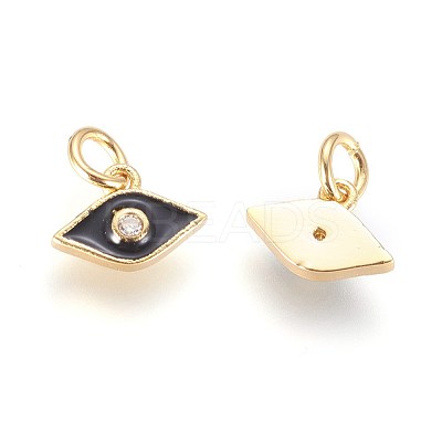 Brass Micro Pave Cubic Zirconia Charms ZIRC-G150-07G-1