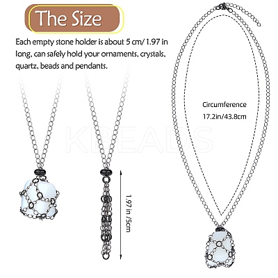 3Pcs Brass Braided Macrame Pouch Empty Stone Holder for Pendant Necklaces Making NJEW-SZ0001-67B-1