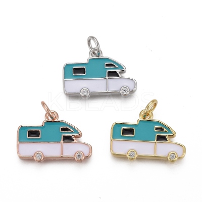 Brass Micro Pave Clear Cubic Zirconia Pendants KK-F821-34B-1