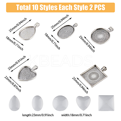 DIY Blank Cameo Photo Geometry Pendant Making Kit DIY-DC0001-99-1