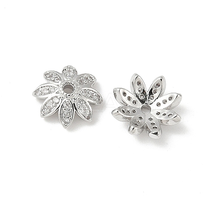 Brass Micro Pave Clear Cubic Zirconia Bead Caps KK-V015-21P-1