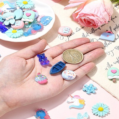 30Pcs 10 Styles Opaque Resin Decoden Cabochons CRES-YW0002-16-1