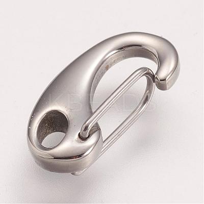 Tarnish Resistant 304 Stainless Steel Push Gate Snap Keychain Clasp Findings STAS-F083-07P-1