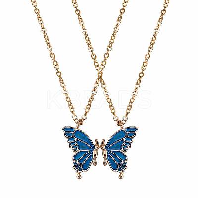 2Pcs Matching Butterfly Pendant Necklaces Set JN1033B-1-1