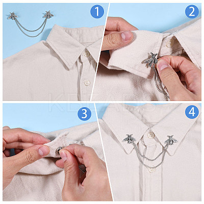 4Pcs Bee Alloy Hanging Chain Brooch FIND-CA0011-13AS-1