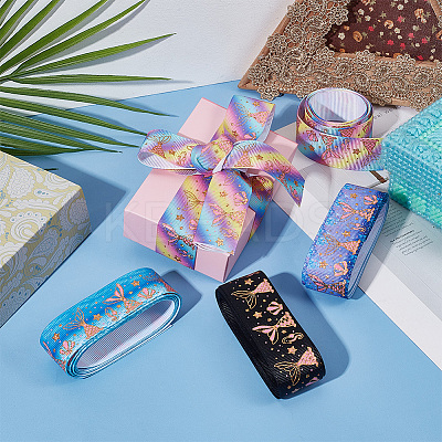 4 Colors Polyester Grosgrain Ribbon OCOR-GF0002-86A-1