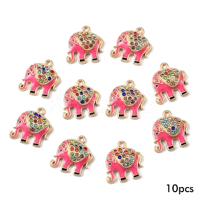 10Pcs Alloy Colorful Rhinestone and Enamel Pendants ENAM-YW0006-14A-1