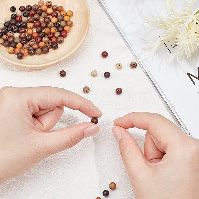 100Pcs 10 Colors Natural African Padauk Wood Beads Strands WOOD-FH0001-71-1
