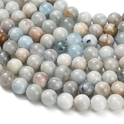 Natural Aquamarine Beads Strands G-F591-29A-10mm-02-1