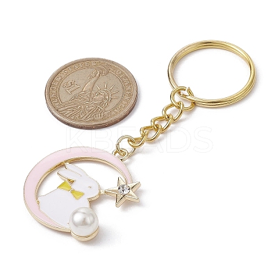 Wholesale Moon with Rabbit Alloy Enamel Pendant Keychain - KBeads.com