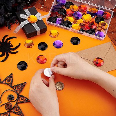 48Pcs 4 Styles Halloween Self-Adhesive Acrylic Rhinestone Stickers STIC-FG0001-06-1