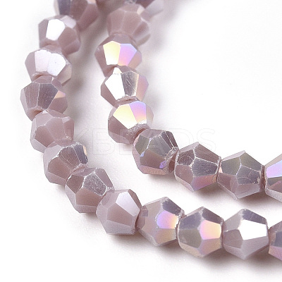 Opaque Solid Color Electroplate Glass Beads Strands EGLA-A039-P2mm-B13-1