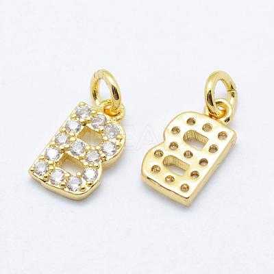 Brass Micro Pave Grade AAA Cubic Zirconia Charms ZIRC-P067-11G-B-NR-1