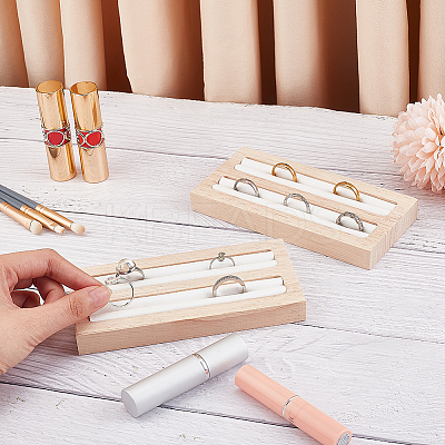 2-Slot Wooden Ring Display Stands ODIS-WH0025-88-1