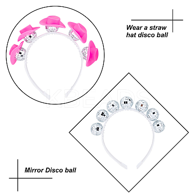 Bling Glass Disco Ball & Plastic Cap 2 Pairs Dangle Earrings & 2Pcs Hair Band SJEW-AN0001-07-1