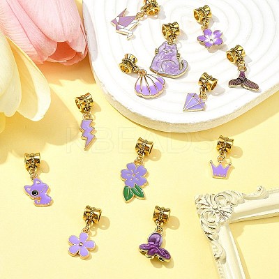 Purple Color Theme Alloy Enamel Pendants PALLOY-FS00010-1