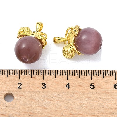 Brass Cat Eye Pendants KK-G548-11G-01-1
