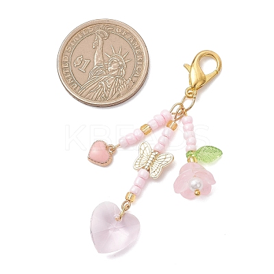 Glass Seed Beaded Pendant Decorations HJEW-MZ00405-01-1