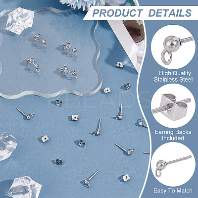 304 Stainless Steel Stud Earring Findings STAS-UN0060-01C-1