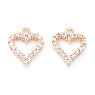 Rack Plating Brass Micro Pave Cubic Zirconia Charms ZIRC-C026-08LG-1