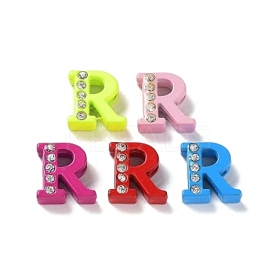 Rhinestone Slide Letter Charms RB-TAC0002-01R-1