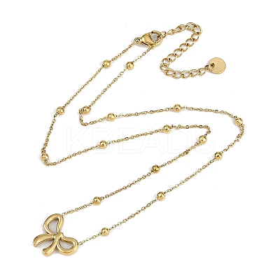 Ion Plating(IP) 304 Stainless Steel Bowknot Pendant Satellite Chain Necklaces NJEW-I129-06G-1