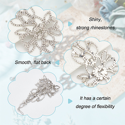 2Pcs Crystal Rhinestone Flower Link Bracelet BJEW-FG0001-02-1