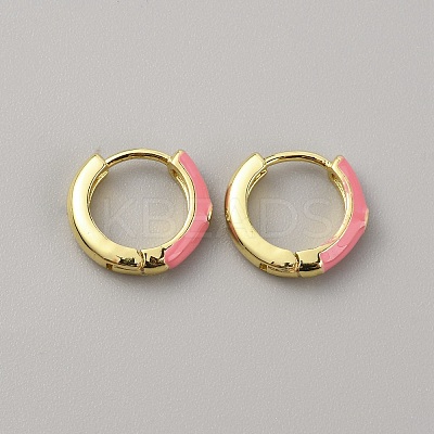 Enamel Hoop Earrings with Clear Cubic Zirconia EJEW-WH0004-39C-1