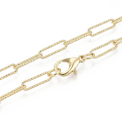 Brass Textured Paperclip Chain Necklace Making MAK-S072-03B-LG-1