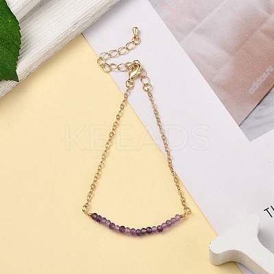 February Birthstone Natural Amethyst Beaded Bracelets BJEW-JB06092-02-1