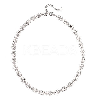 Brass Butterfly Link Chain Necklaces for Women NJEW-JN05957-1